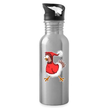 Poulet de Noël - Gourde avec paille intégrée - argent clair - Droite