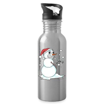 Snowman funny - Water bottle with straw - silver - Right