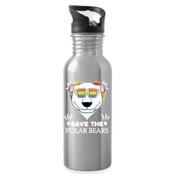 Polar bear Polar bear Environment Climate protection Nature conservation - Water bottle with straw - silver - Right