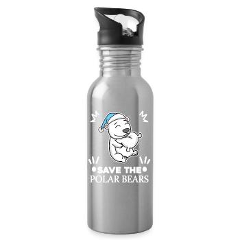 Polar bear Polar bear Environment Climate protection Nature conservation - Water bottle with straw - silver - Right