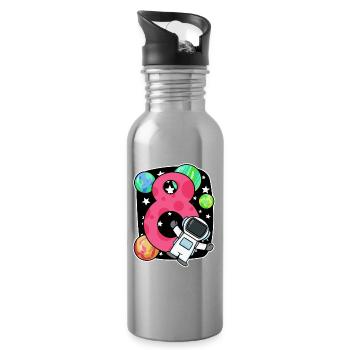 8. Geburtstag 8 Jahre Junge Astronaut Weltall - Trinkflasche mit integriertem Trinkhalm - Lightsilver - Rechts