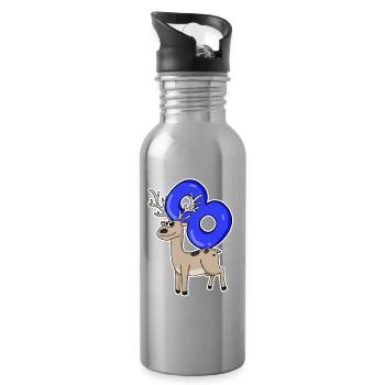 8 Jahre Kinder Geburtstag Geschenk - Trinkflasche mit integriertem Trinkhalm - Lightsilver - Rechts