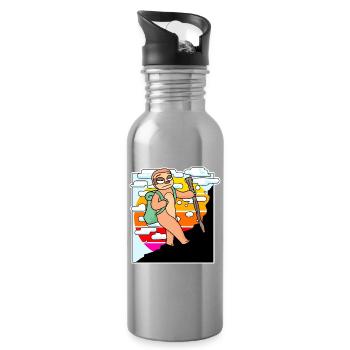 Sloth Mountain Mountains Mountain Peaks - Water bottle with straw - silver - Right