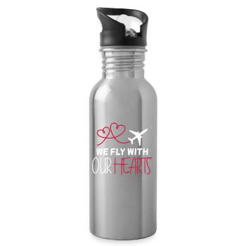 Flugzeug Pilot Spruch Geschenk - Trinkflasche mit integriertem Trinkhalm - Lightsilver - Rechts