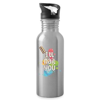 Je vais te clouer manucure d’artiste d’ongles - Gourde avec paille intégrée - argent clair - Droite