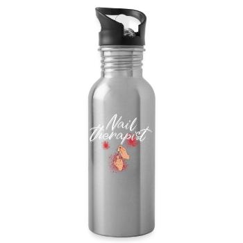Nageltherapeutin Lustige Nagelkünstlerin - Trinkflasche mit integriertem Trinkhalm - Lightsilver - Rechts