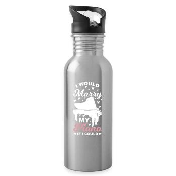 Piano Lover Wit - Water bottle with straw - silver - Right