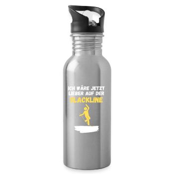 Ich wäre jetzt lieber auf der Slackline - Trinkflasche mit integriertem Trinkhalm - Lightsilver - Rechts