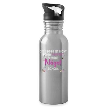 Das Leben Ist Nicht Immer Perfekt Nageldesignerin - Trinkflasche mit integriertem Trinkhalm - Lightsilver - Rechts