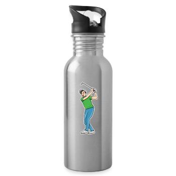 Golf Cartoon - Trinkflasche mit integriertem Trinkhalm - Lightsilver - Rechts