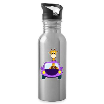 Giraffe Car - Water bottle with straw - silver - Right