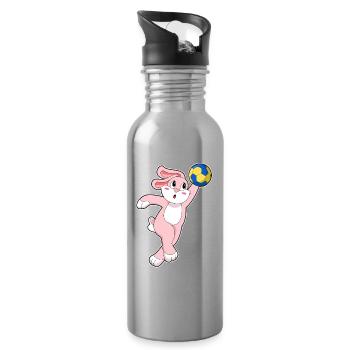 Rabbit Handball Player Handball - Water bottle with straw - silver - Right