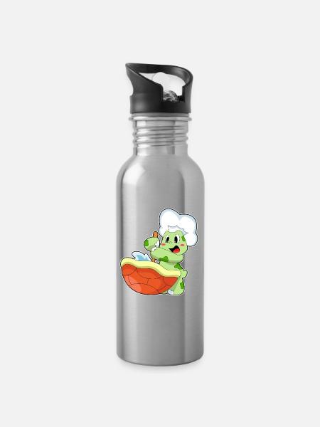 Schildkröte Koch Kochtopf Kochen - Trinkflasche mit integriertem Trinkhalm - Lightsilver