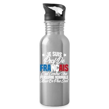 Je suis prof de français Cadeau Prof - Gourde avec paille intégrée - argent clair - Droite