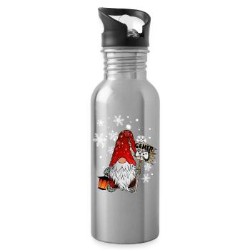 Gamer Wichtel Schneeflocken Christmas Gnom - Trinkflasche mit integriertem Trinkhalm - Lightsilver - Rechts