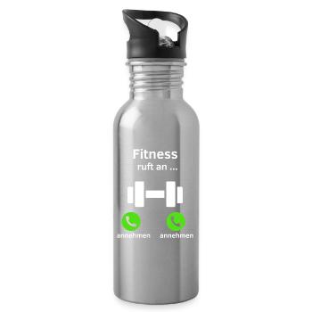 Fitness ruft an - annehmen oder annehmen? - Trinkflasche mit integriertem Trinkhalm - Lightsilver - Rechts
