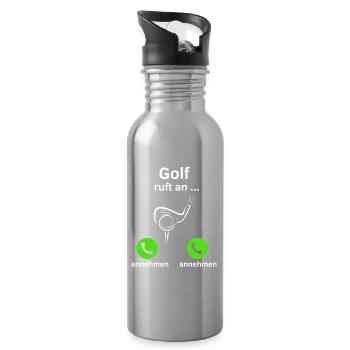 Golf ruft an - annehmen oder annehmen? - Trinkflasche mit integriertem Trinkhalm - Lightsilver - Rechts