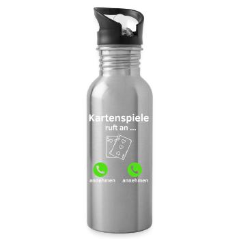 Kartenspiele ruft an - annehmen oder annehmen? - Trinkflasche mit integriertem Trinkhalm - Lightsilver - Rechts