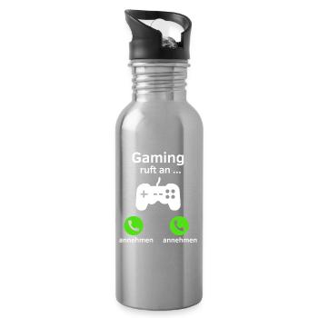 Gaming ruft an - annehmen oder annehmen? - Trinkflasche mit integriertem Trinkhalm - Lightsilver - Rechts