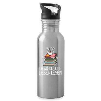 Lesen Buch Bücher Leser Geschenk - Trinkflasche mit integriertem Trinkhalm - Lightsilver - Rechts