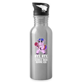 Einschulung Erste Klasse Mädchen - Trinkflasche mit integriertem Trinkhalm - Lightsilver - Rechts