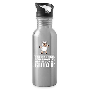 Schaf Schafe - Trinkflasche mit integriertem Trinkhalm - Lightsilver - Rechts