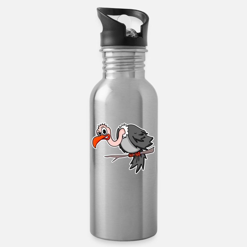 Geier - Trinkflasche mit integriertem Trinkhalm - Lightsilver