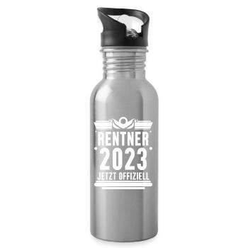 Rente 2023 Ruhestand Rentner Renteneintritt - Trinkflasche mit integriertem Trinkhalm - Lightsilver - Rechts