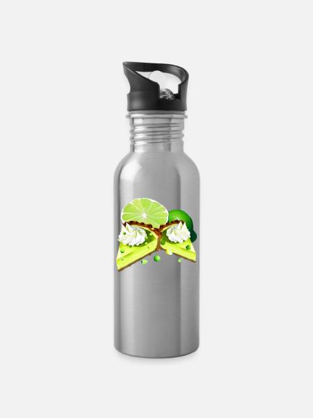 Key Lime Pie Kuchenstücke - Trinkflasche mit integriertem Trinkhalm - Lightsilver