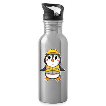 Penguin Kids Motif - Gourde avec paille intégrée - argent clair - Droite
