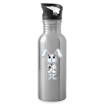 Arzt Tierarzt Hase - Trinkflasche mit integriertem Trinkhalm - Lightsilver - Rechts