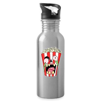 Popcorn Zombie Horror - Trinkflasche mit integriertem Trinkhalm - Lightsilver - Rechts