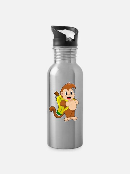 Monkey Banana - Water bottle with straw - silver