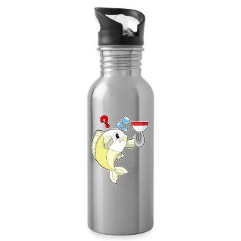 Pêcheur pêcheur à l’hameçon - Gourde avec paille intégrée - argent clair - Droite
