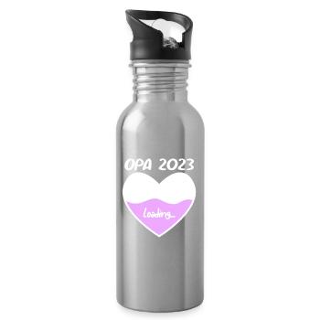 Opa 2023 loading - Opa werden - Bald Opa - Trinkflasche mit integriertem Trinkhalm - Lightsilver - Rechts