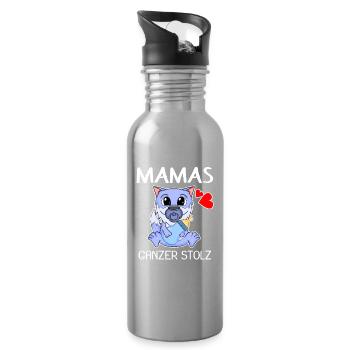 Baby Geburt Schwanger Babyspruch Sprüche - Trinkflasche mit integriertem Trinkhalm - Lightsilver - Rechts