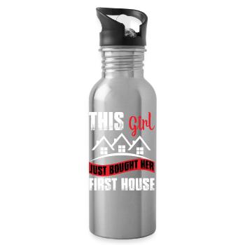 Nouvelle propriétaire Girl vient d’acheter sa première maison - Gourde avec paille intégrée - argent clair - Droite