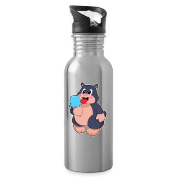 Maulwurf Waffeleis - Trinkflasche mit integriertem Trinkhalm - Lightsilver - Rechts