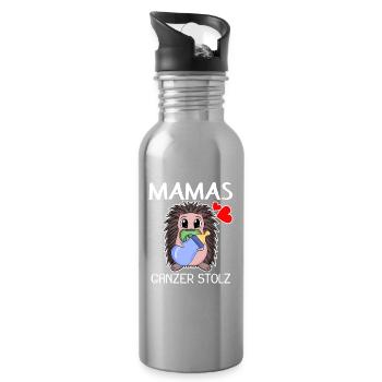 Baby Geburt Schwanger Babyspruch Sprüche - Trinkflasche mit integriertem Trinkhalm - Lightsilver - Rechts