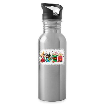 Fall Hot Chocolate Cup for Teachers - Water bottle with straw - silver - Right