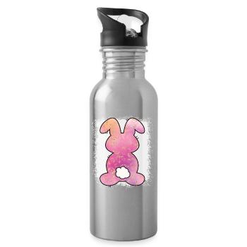 Leopard Print Bleached Easter - Water bottle with straw - silver - Right