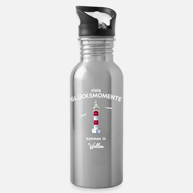 Teneriffa, Leuchtturm Punta de Tuna, Glücksmomente - Trinkflasche mit integriertem Trinkhalm - Lightsilver