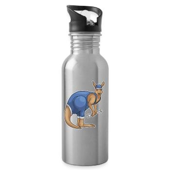 Atelier de Clés Mécaniques Kangourou - Gourde avec paille intégrée - argent clair - Droite
