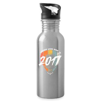 2017 Birthday guitar guitarist - Water bottle with straw - silver - Right