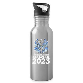 Bootsführerschein 2023 Motorboot Geschenk - Trinkflasche mit integriertem Trinkhalm - Lightsilver - Rechts
