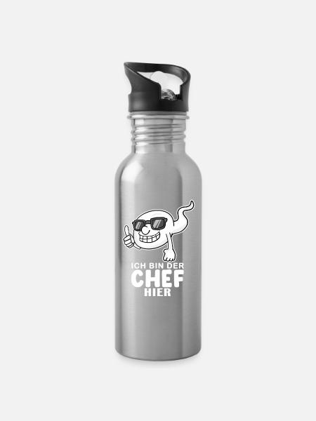 Cool Chef Spruch Büro Humor - Trinkflasche mit integriertem Trinkhalm - Lightsilver