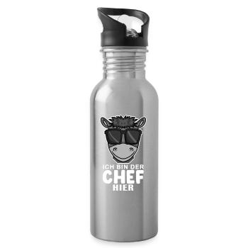 Cool Esel Chef Spruch - Trinkflasche mit integriertem Trinkhalm - Lightsilver - Rechts