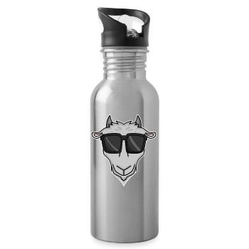 Ziege mit Sonnenbrille - Trinkflasche mit integriertem Trinkhalm - Lightsilver - Rechts