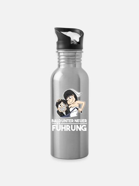 Junggesellenabschied - JGA - Trinkflasche mit integriertem Trinkhalm - Lightsilver