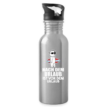 Urlaub Surfen Meer Bär - Trinkflasche mit integriertem Trinkhalm - Lightsilver - Rechts